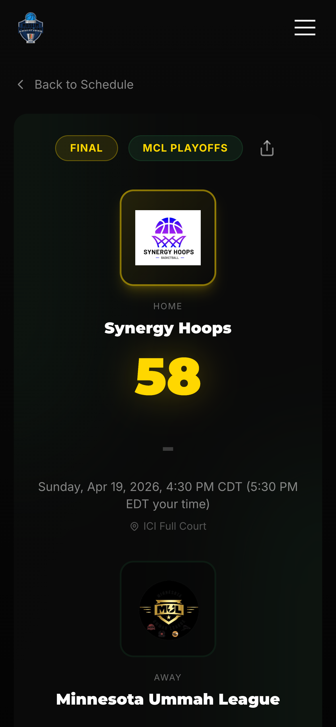 Game page on a phone